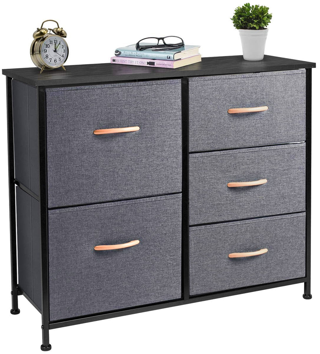 Rustic Brown 5 Drawer Fabric Dresser A41716