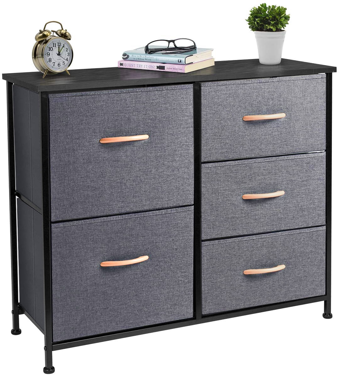 Rustic Brown 5 Drawer Fabric Dresser A41716