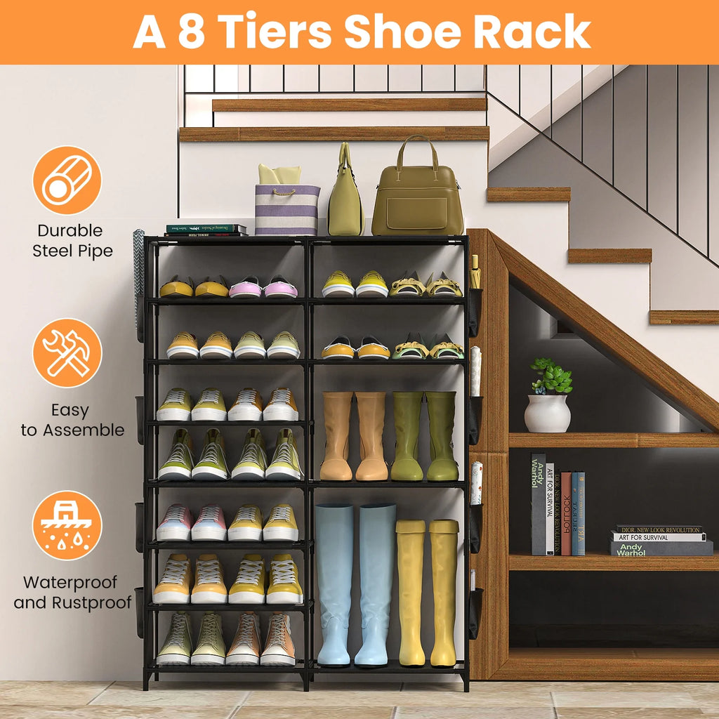 Black 8 Tier Metal Shoe Storage Shelf V86535