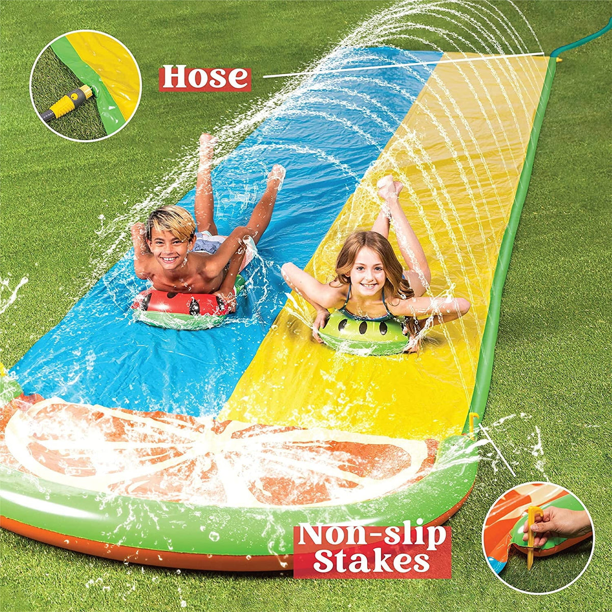 20ft 2 Person Water Slide with 2 Boogie Boards G87508