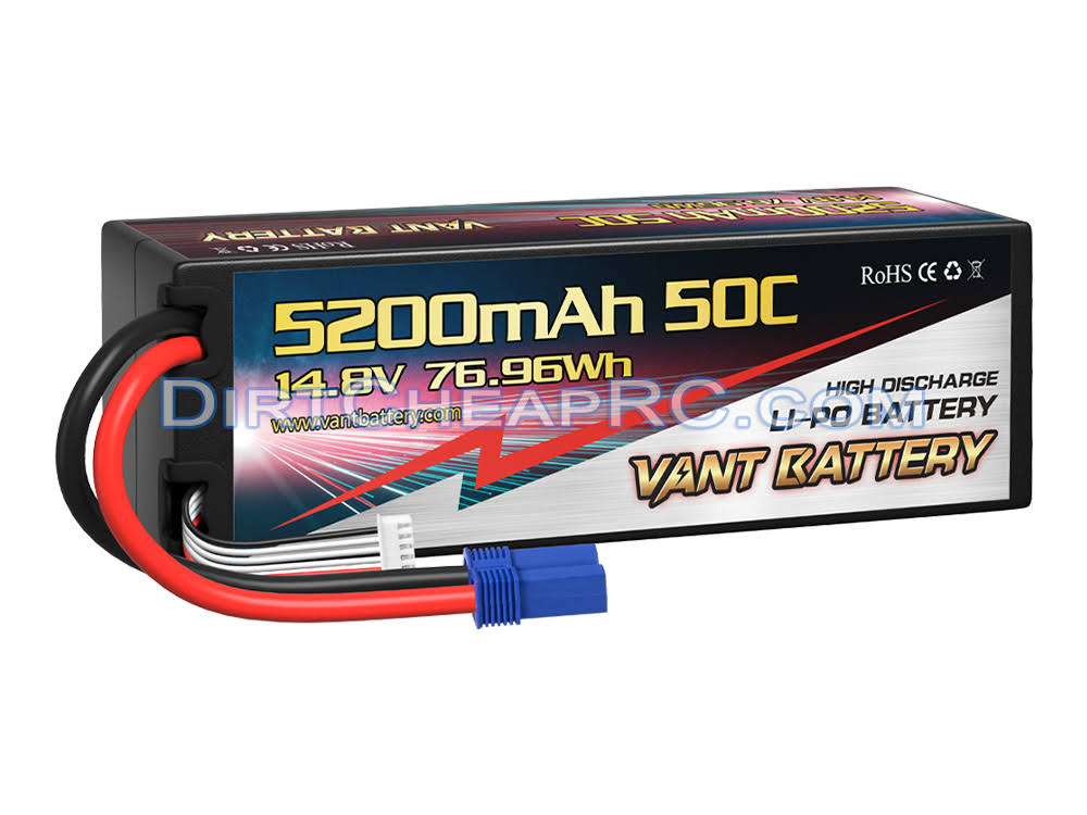 14.8V 5200mAh 4S 50C-100C Hardcase Lipo Battery Pack with EC5 Connector E4281
