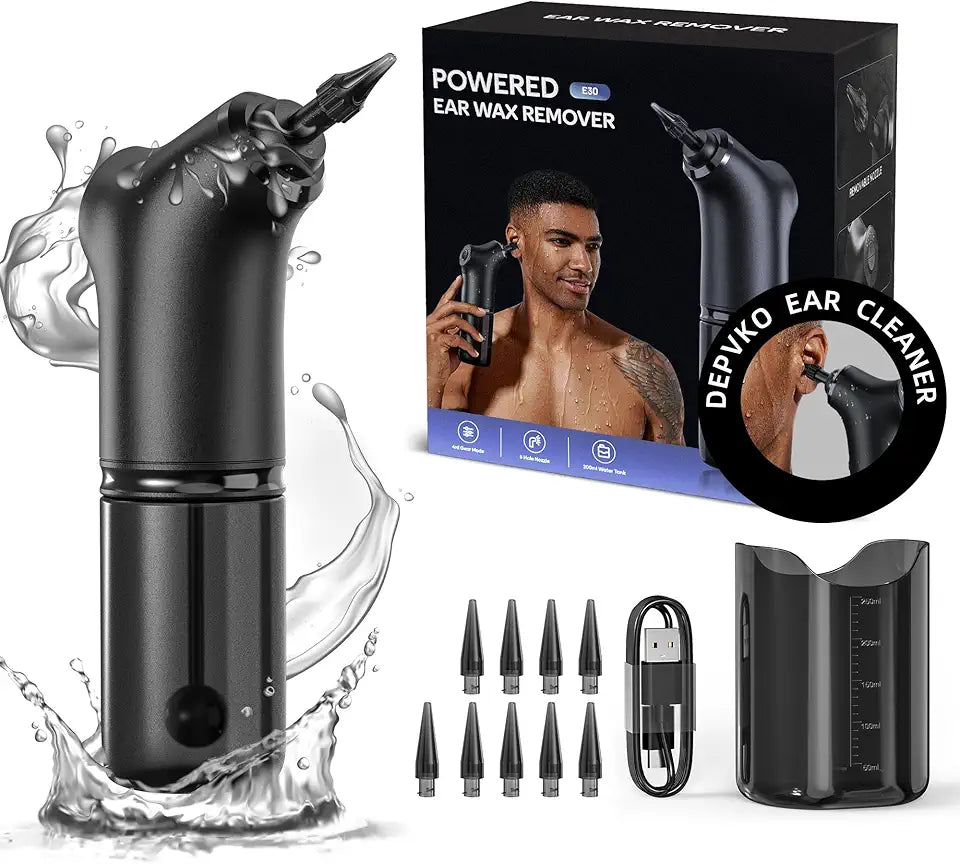 Water Powered Electric Ear Wax Removal Kit with 9 Reusable Tips O471