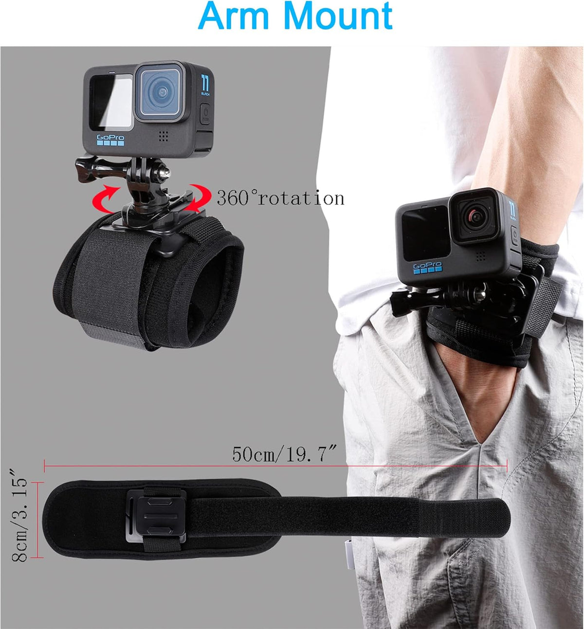 Quick Release Head Strap Mount + Chest Mount Harness + Backpack Clip Holder + 360° Rotating Wrist Strap F57555