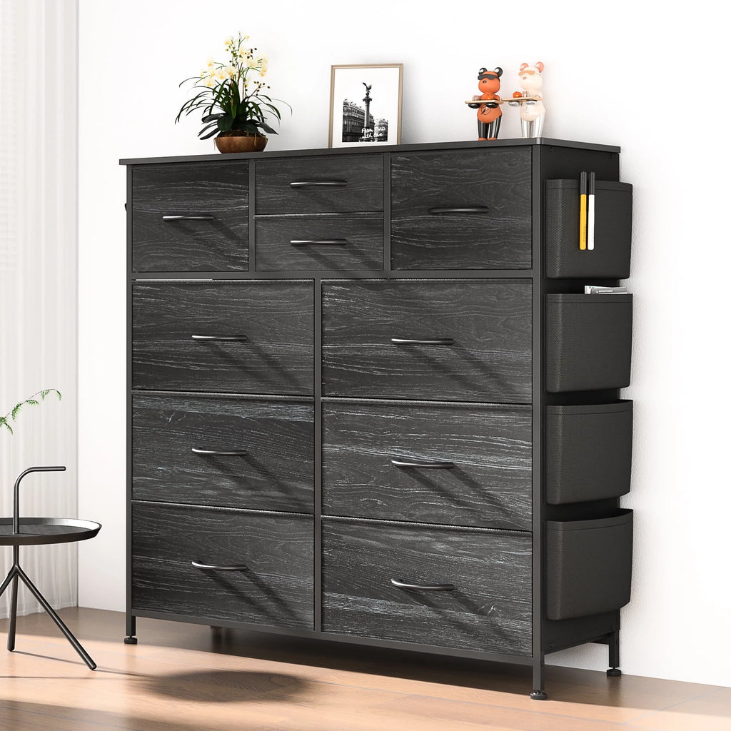 Brown 10 Drawer Fabric Dresser B287