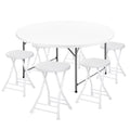 7 Pieces 4.5 FT Folding Round Table and Chair Set White N282