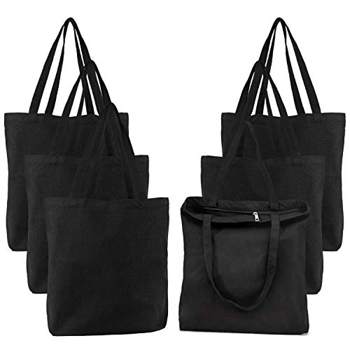 6 Packs Canvas Tote Bag with Zipper B126491