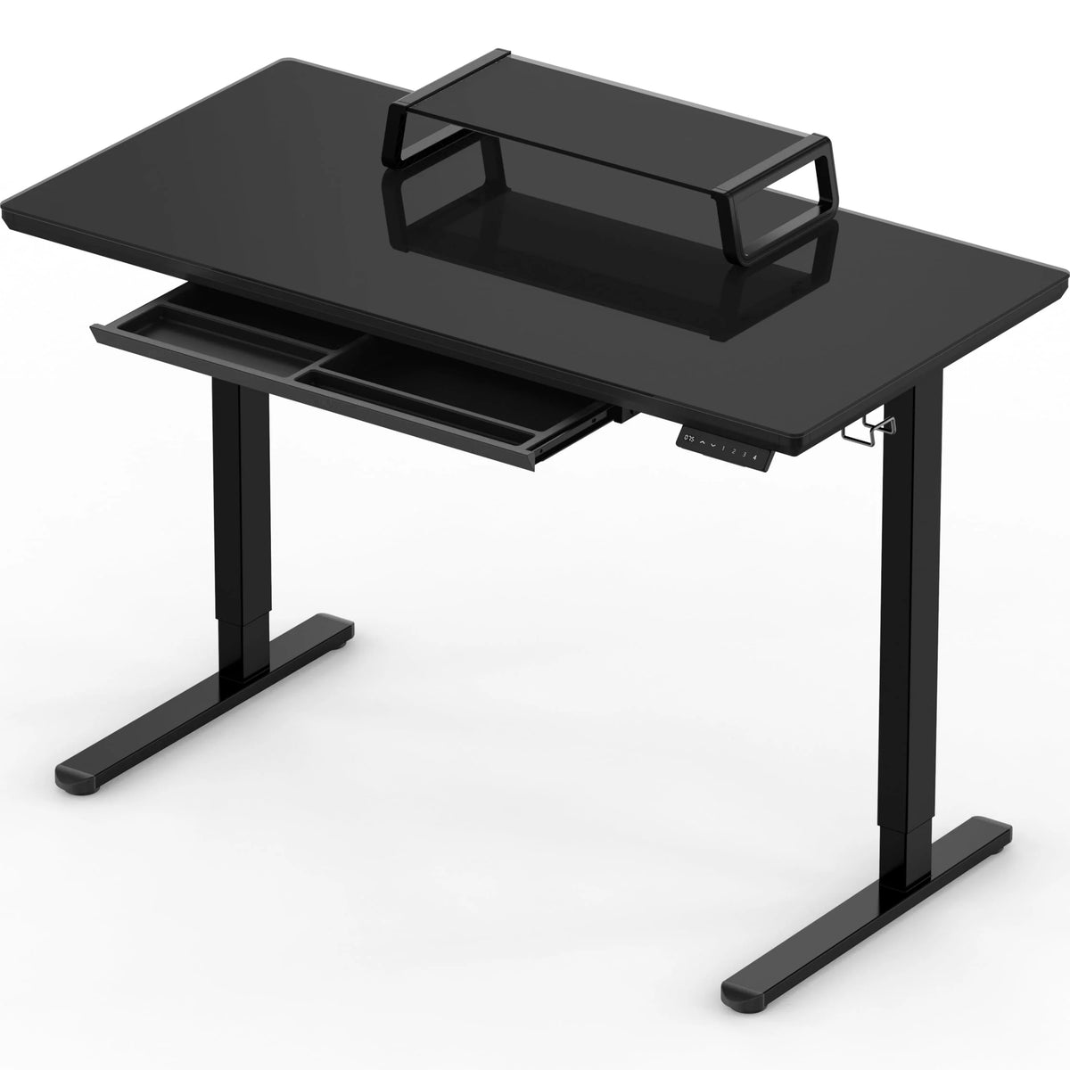 48-Inch Glass Electric Height Adjustable Desk with Drawer, Black K1332