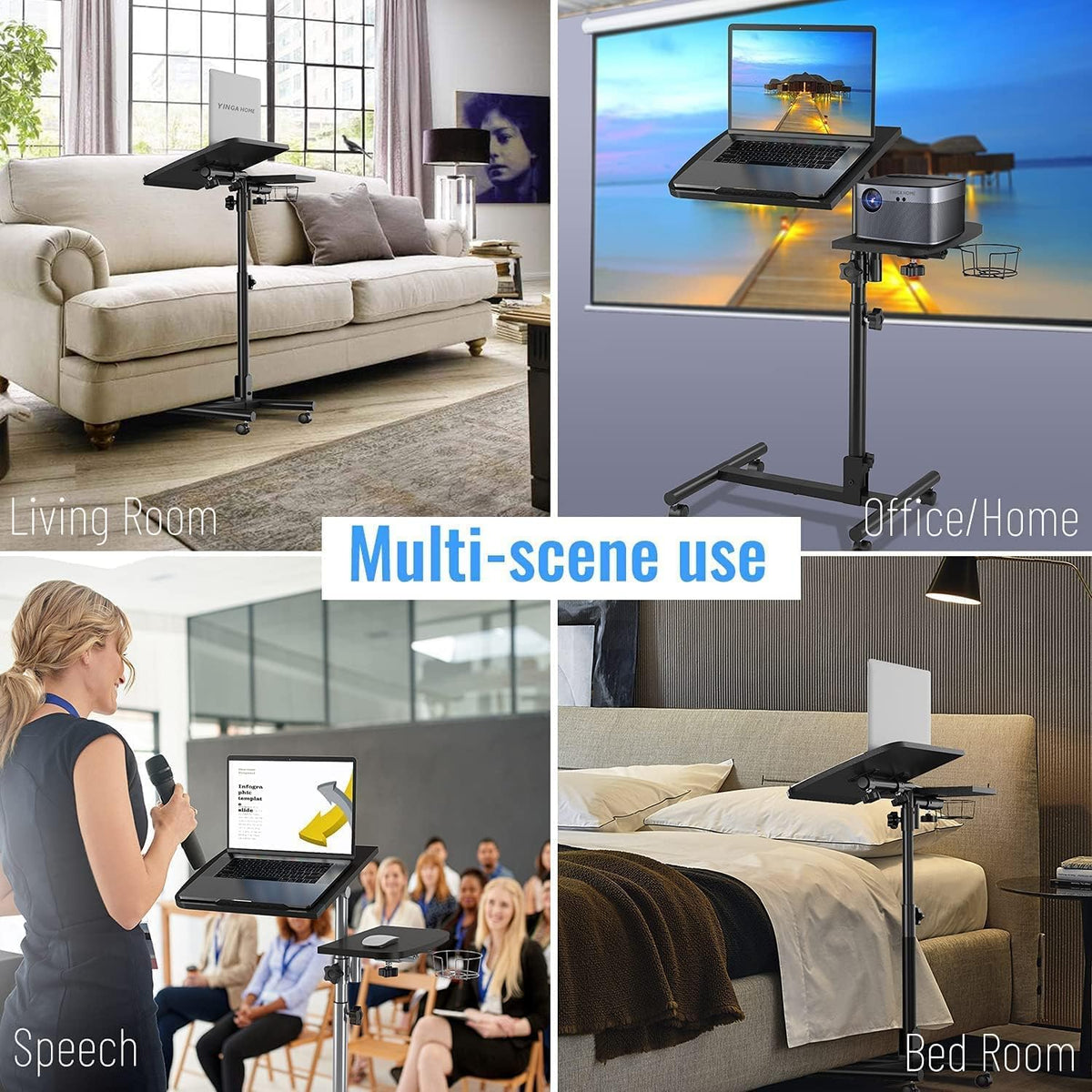 Adjustable Height Laptop Table with Cup Holder and Wheels A750311