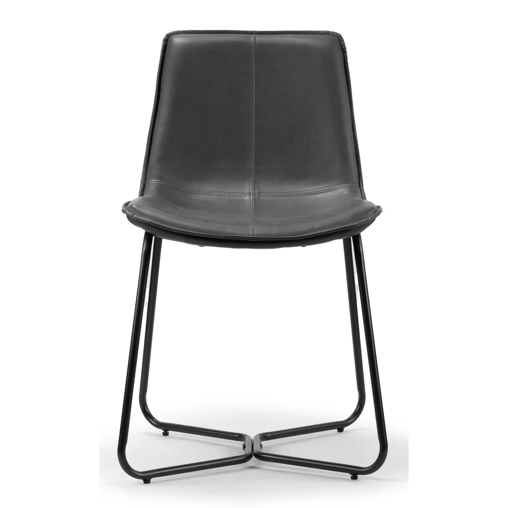 Brown Faux Leather Dining Chairs Set of 2 P8501