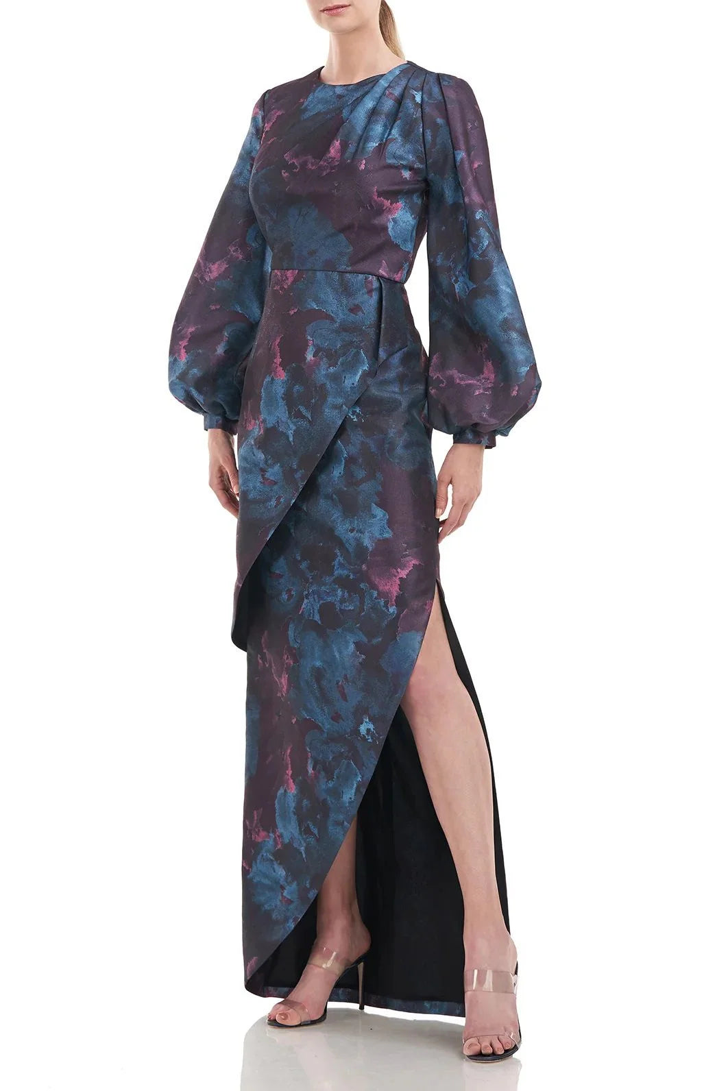 Deep Teal Floral Jacquard Dress L21165