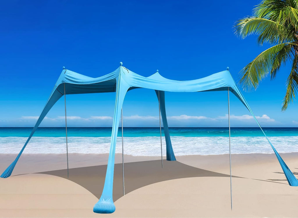 Family Beach Tent Sunshade Pop Up Sun Shelter 4 Pole with Carry Bag R9798