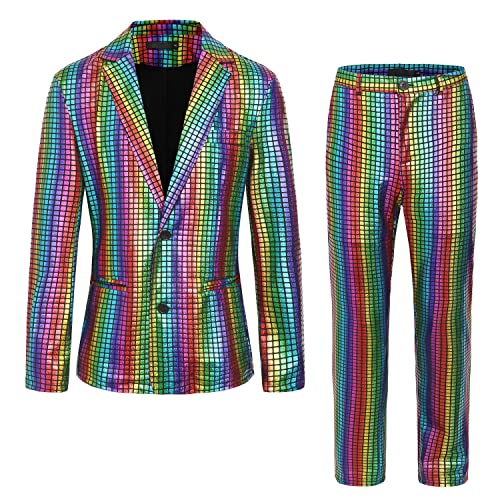 Metallic Disco Jacket and Pants Set A7038