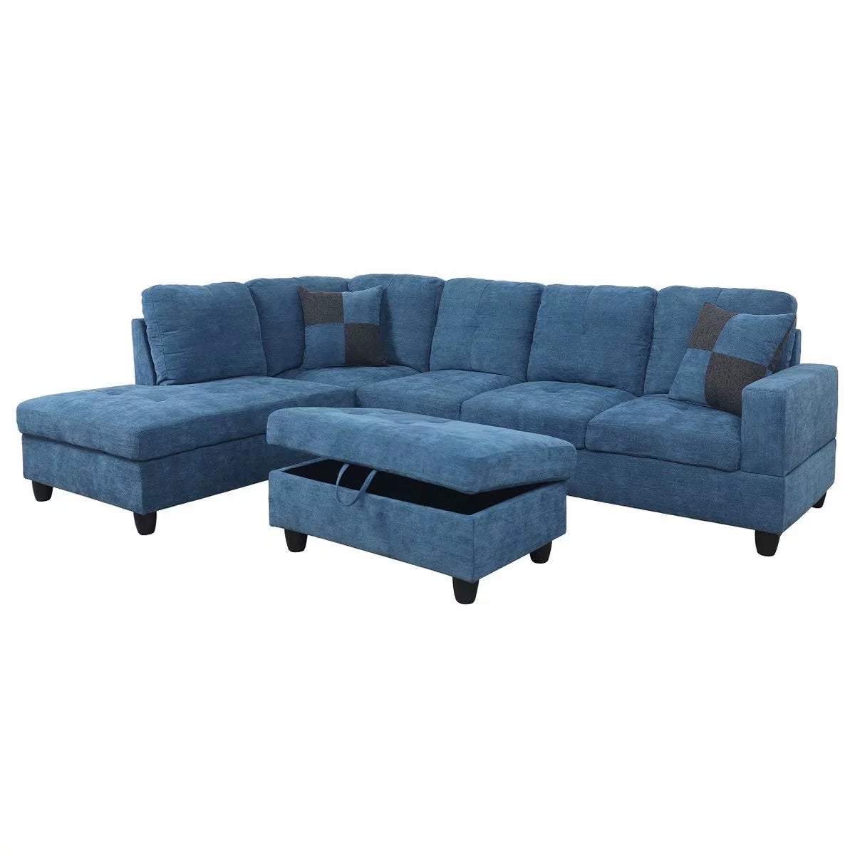 Blue L-Shaped Sectional Sofa Set C581