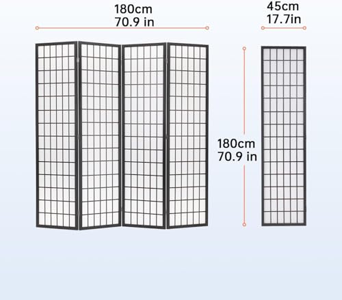 4 Panel Wooden Folding Room Divider with Storage Shelves Q223584