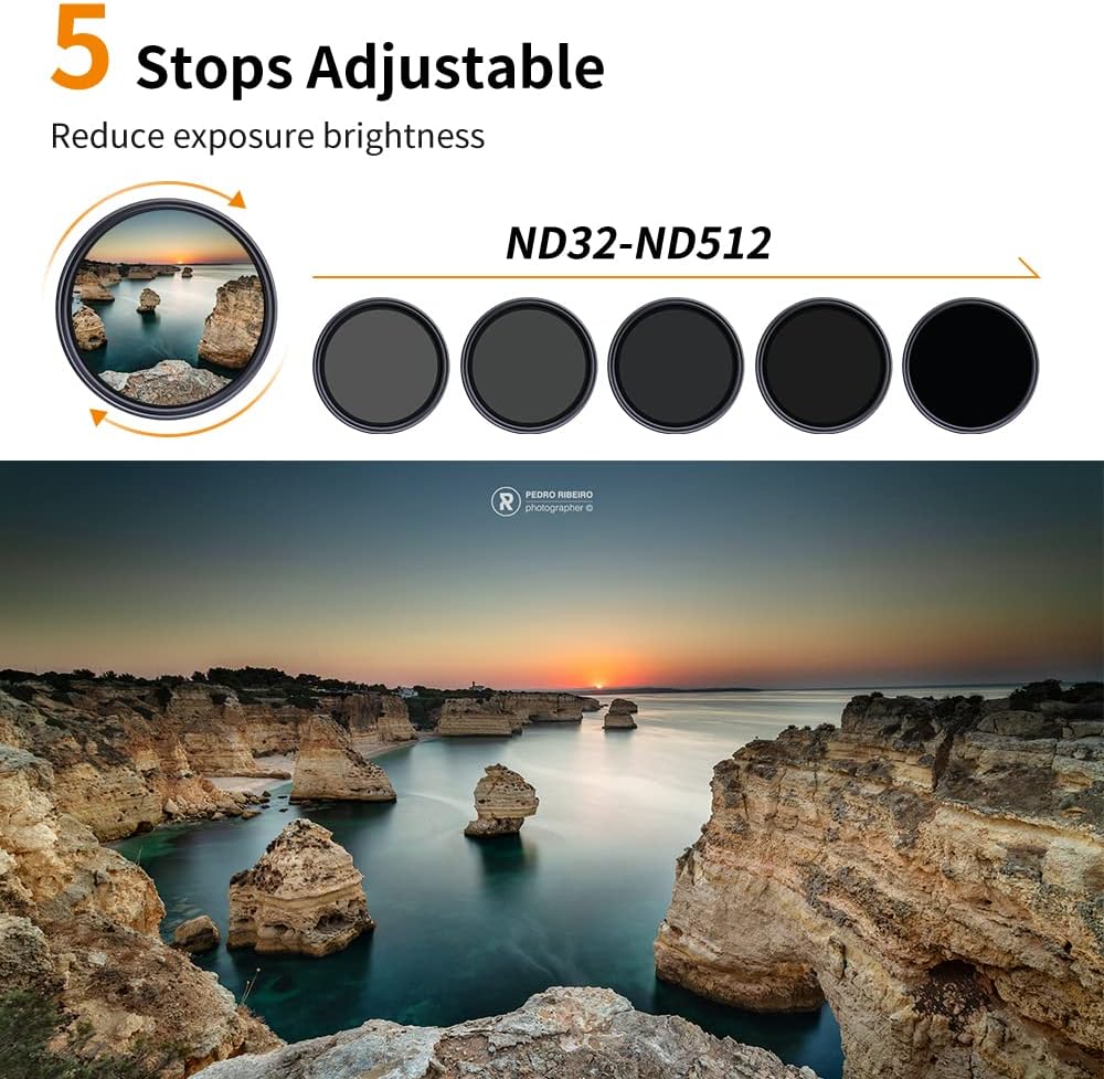 52mm Variable ND Filter ND32-ND512 HD Neutral Density Lens Filter A980273