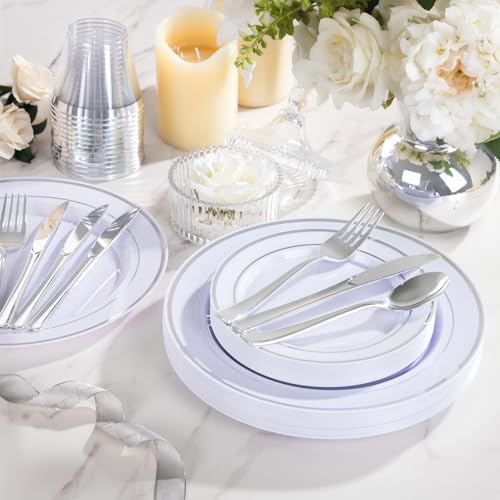 300 Pcs Gold Glitter Disposable Dinnerware Set I842