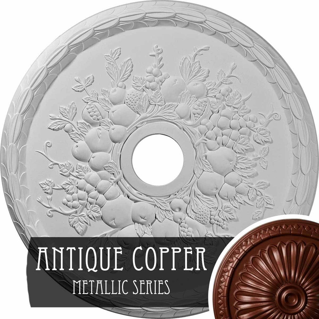 Grape Ceiling Medallion Hand-Painted Ultra Pure White Crackle U89876