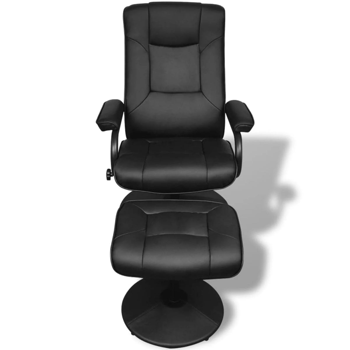 Black Faux Leather Swivel Recliner with Ottoman R477997