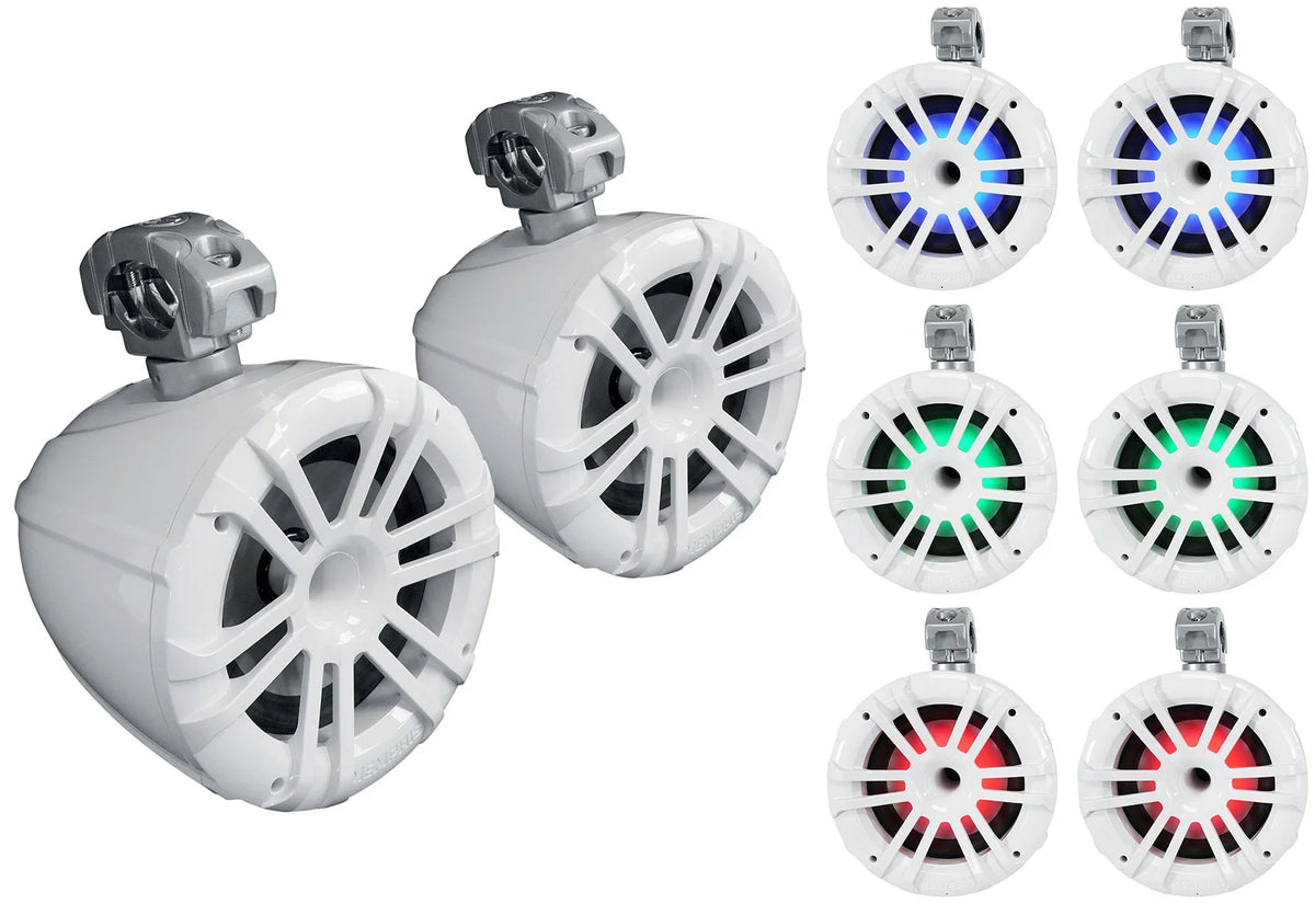 White 8" Marine Wakeboard Tower Speakers Boat Receiver O833