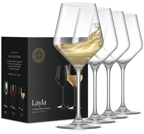 Set of 4 Clear 13.5 oz White Wine Glasses Z545255