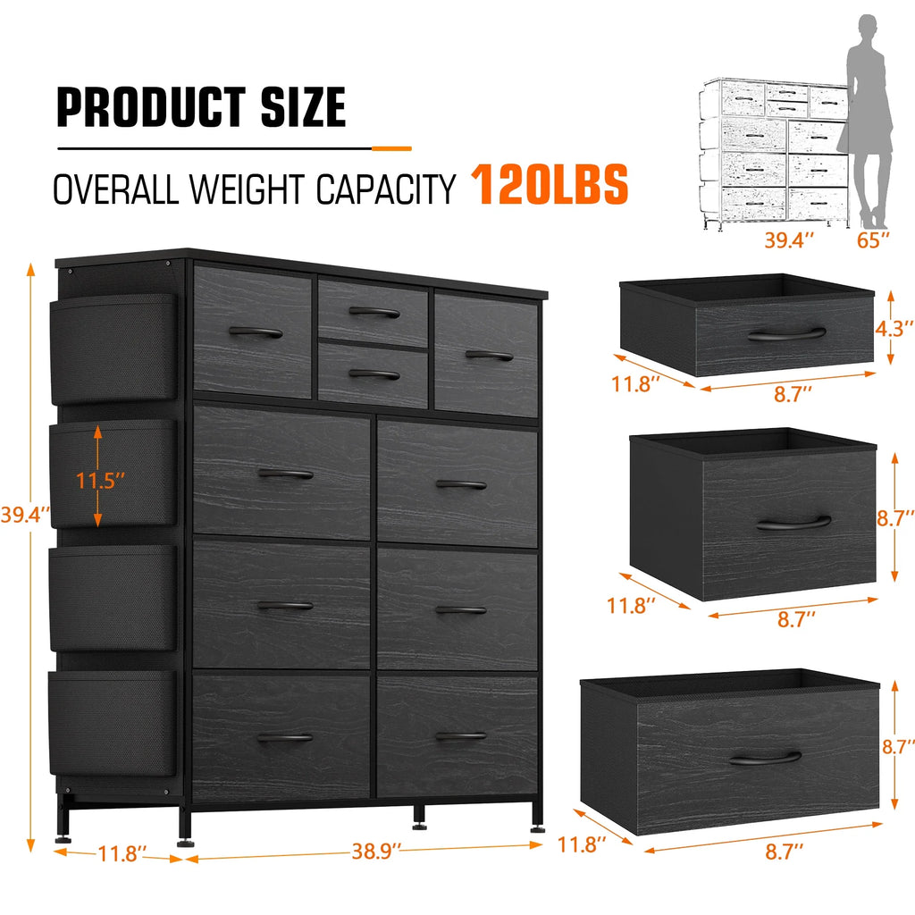Brown 10 Drawer Fabric Dresser B287