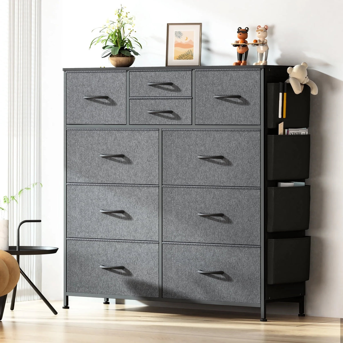 Brown 10 Drawer Fabric Dresser B287
