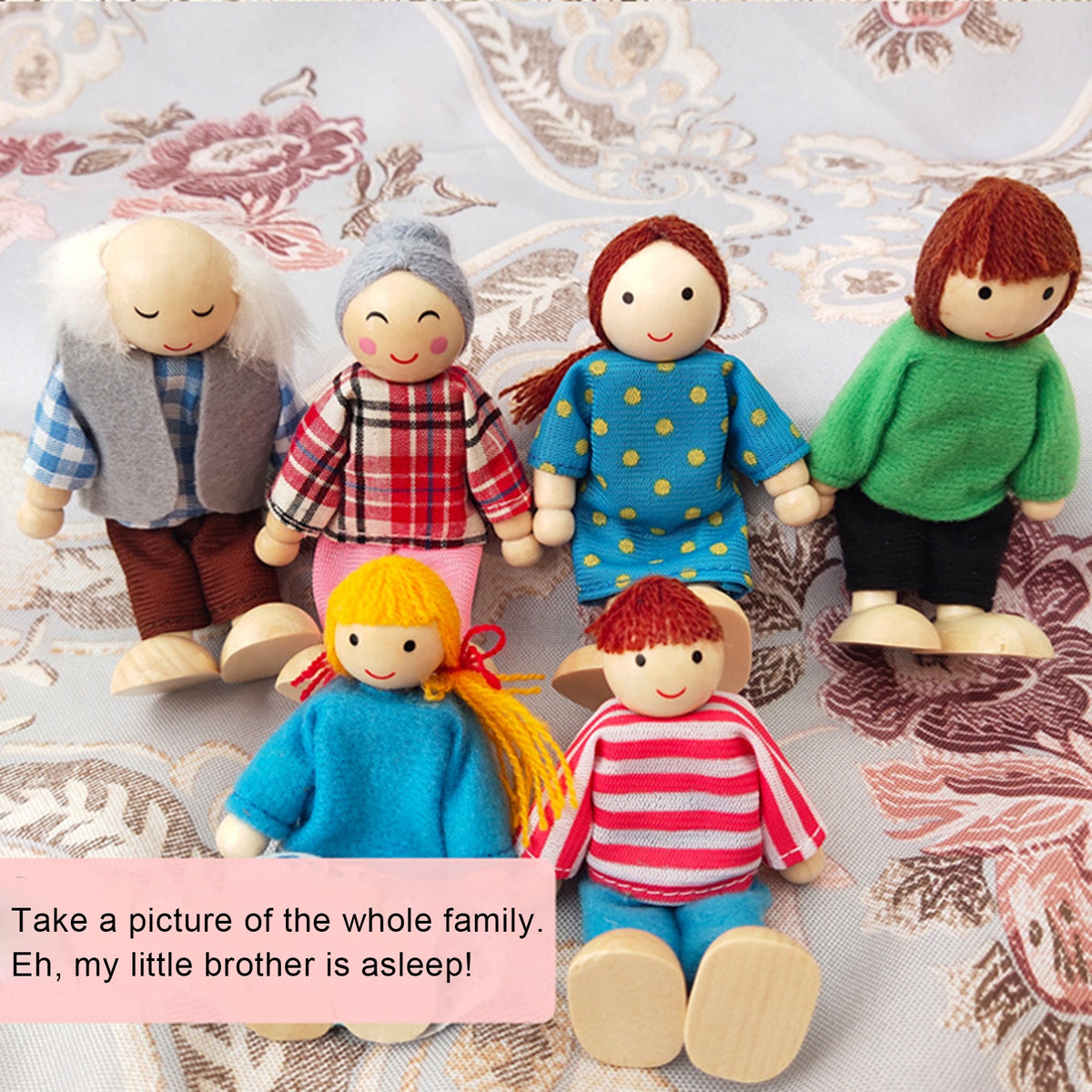 7Pcs/Set Mini Wooden Movable Jointed Doll L5639