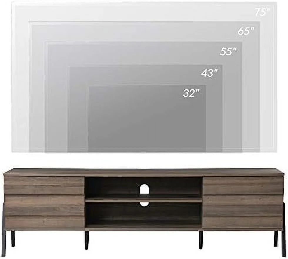 Mid-Century TV Stand with LED Lights and Metal Legs D370381