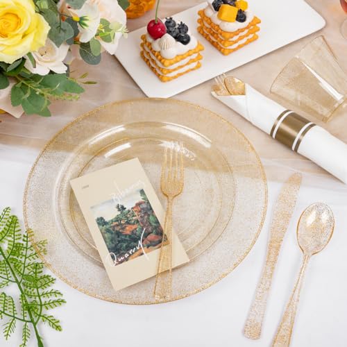 350-Piece Gold Disposable Plates and Cutlery Set O736990