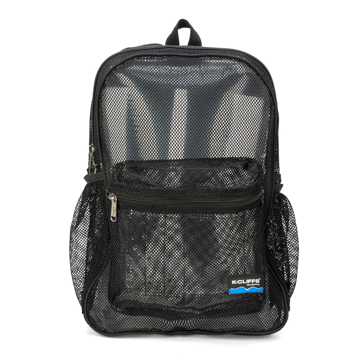 Black Mesh See Through School Backpack W1562