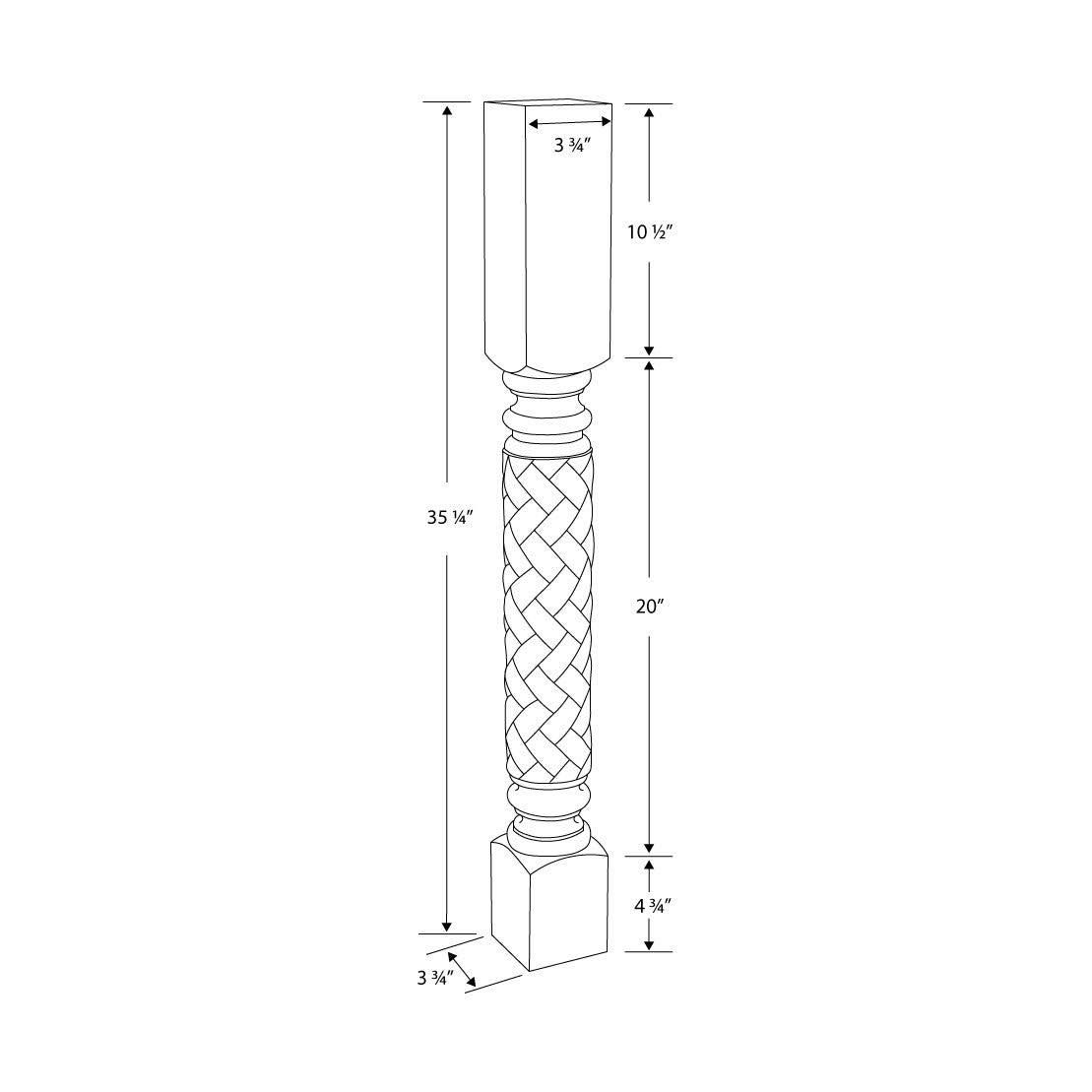 3-3/4 in. x 35-1/4 in. Unfinished Solid Cherry Kitchen Island Leg Q65389