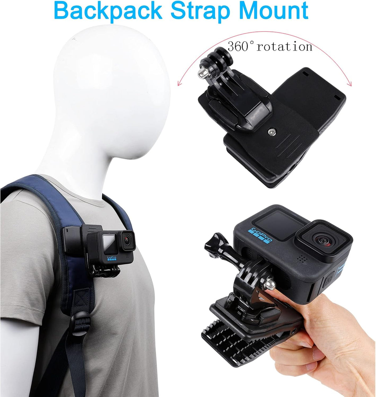 Quick Release Head Strap Mount + Chest Mount Harness + Backpack Clip Holder + 360° Rotating Wrist Strap F57555