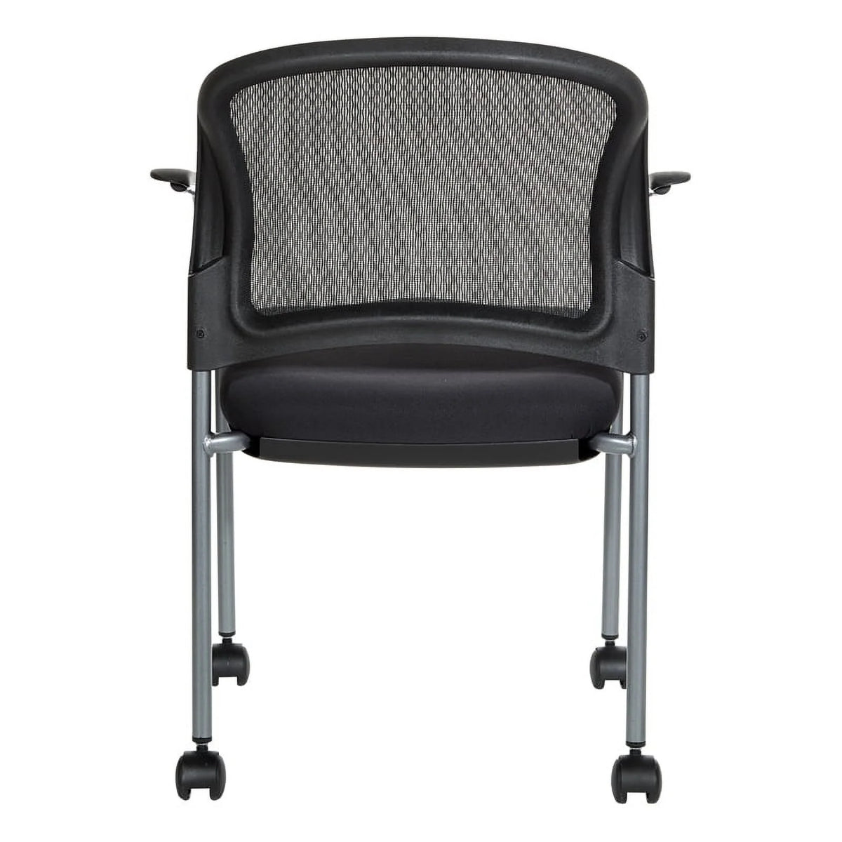 Black Fabric Rolling Visitors Chair S393