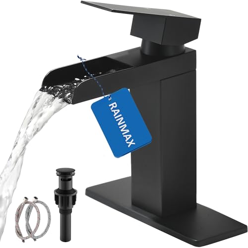 Black Single Handle Bathroom Faucet with Pop-up Drain and Hose B799