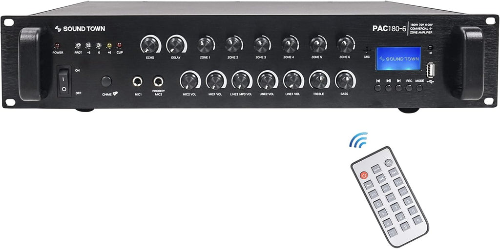 360W 6-Zone 70V/100V Commercial Power Amplifier with Bluetooth M7126