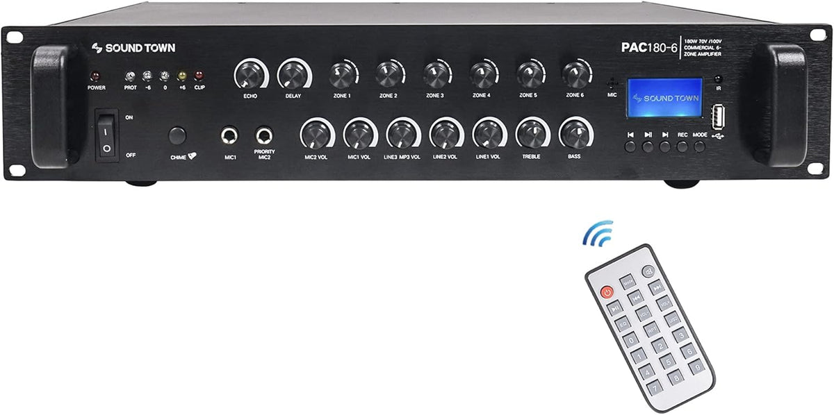 360W 6-Zone 70V/100V Commercial Power Amplifier with Bluetooth M7126