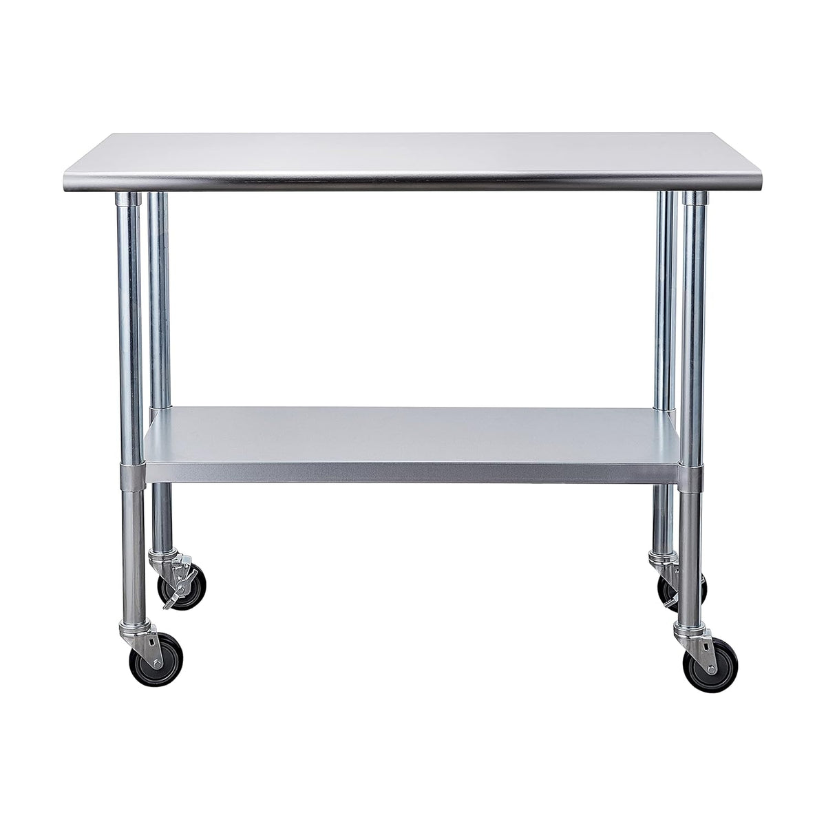 Stainless Steel Table 24 x 48 Inches with Caster Wheels and Undershelf N59874