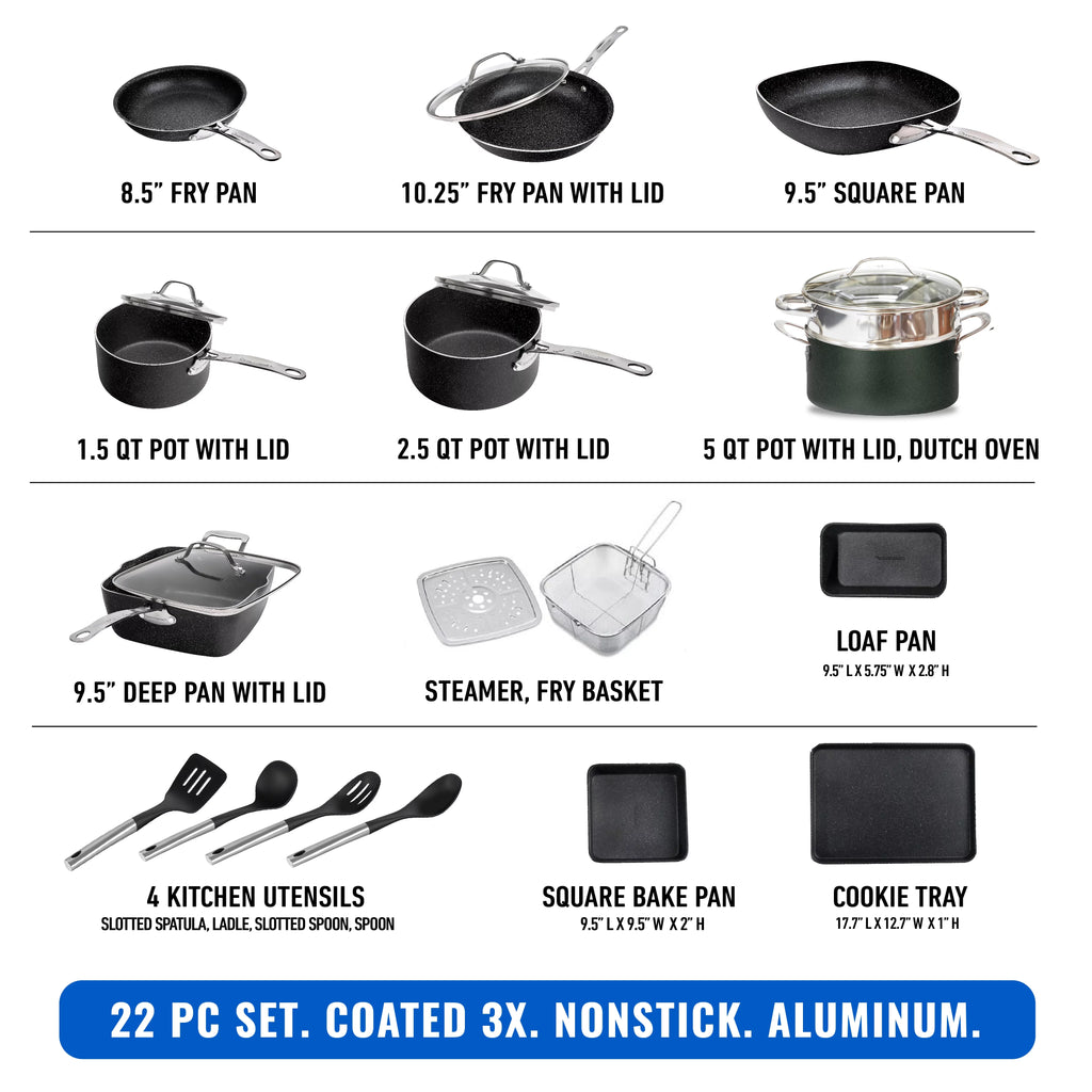22 Pcs Nonstick Cookware and Bakeware Set O1550