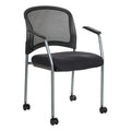 Black Fabric Rolling Visitors Chair S393