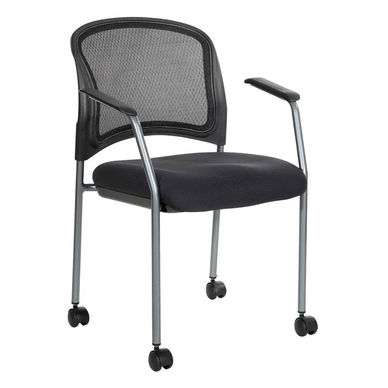 Black Fabric Rolling Visitors Chair S393