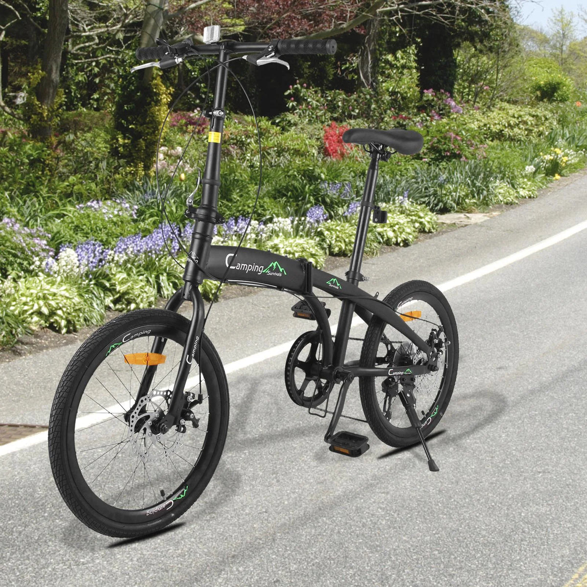 20 Folding Bike, 7 Speed Lightweight City Commuter Bicycle, Black G8601