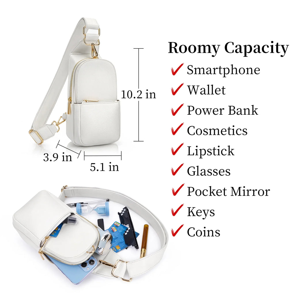 Women Chest Bag Sling Bag Small Crossbody PU Leather Shoulder Backpack X823082