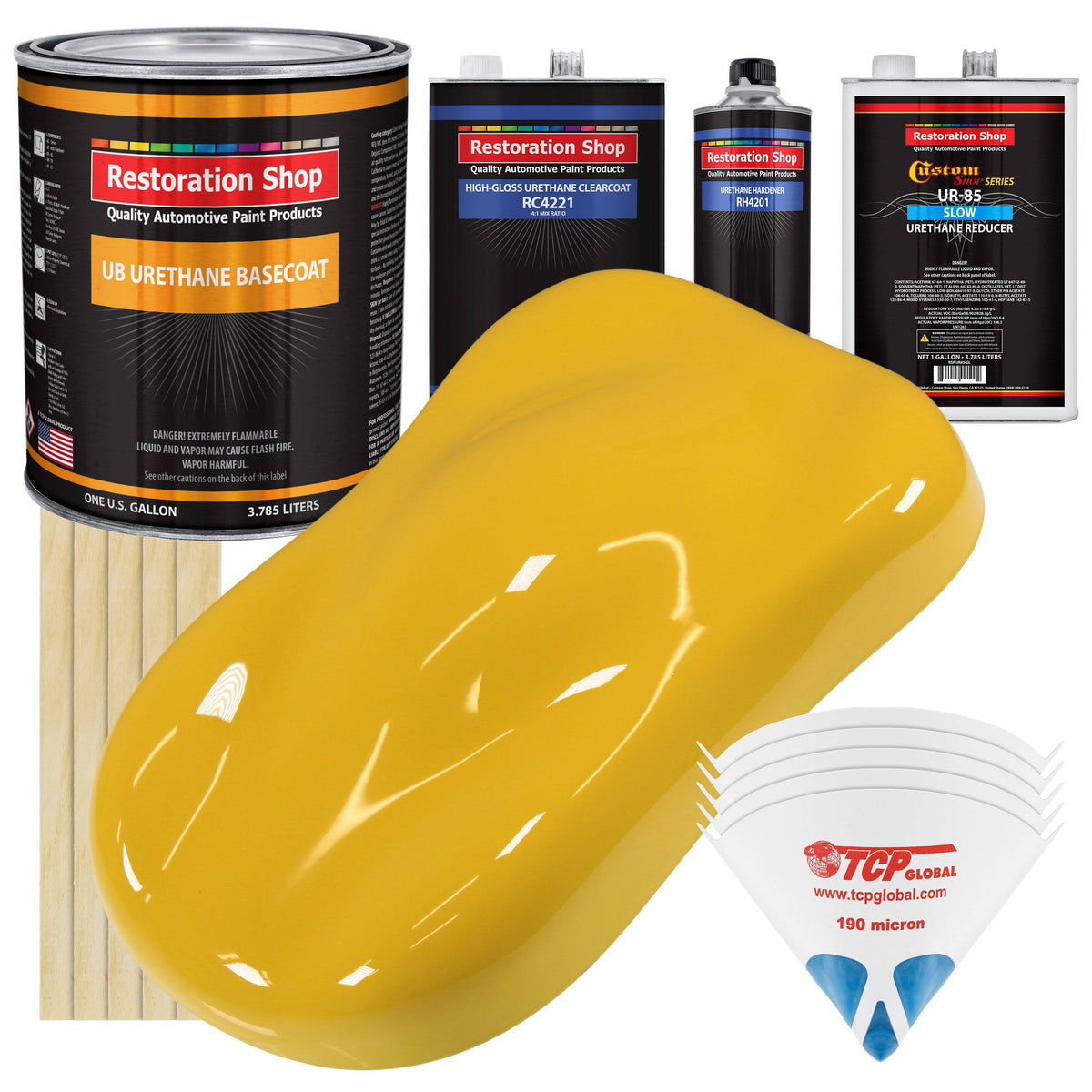 Canary Yellow 1 Gallon Urethane Basecoat and Clearcoat Automotive Paint Kit O249052