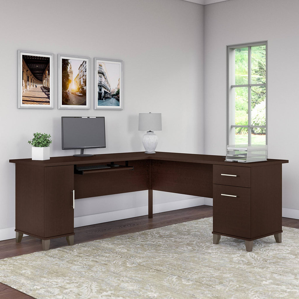 Mocha Cherry L-Shaped Desk S701