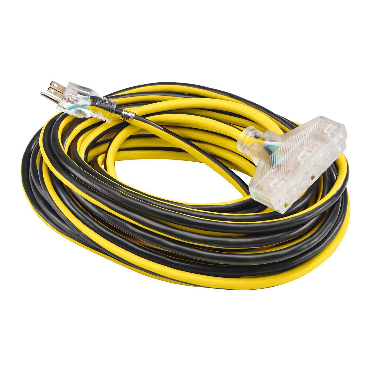 50 ft. 12/3 Gauge Multiple Outlet Extension Cord with Indicator Light, Yellow, Black Q4185