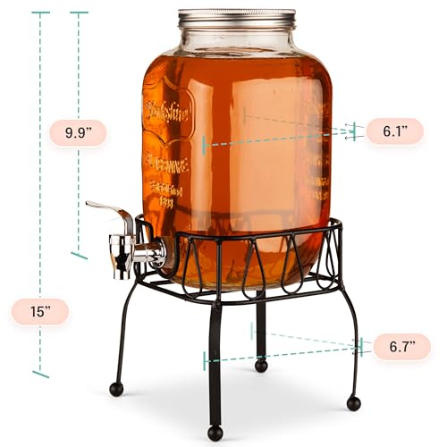Glass Drink Dispenser Set of 2 1 Gallon with Stand K844230