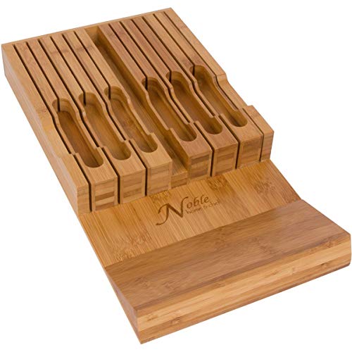 Bamboo Knife Block Holds 12 Knives with Slot for Knife Sharpener L533164
