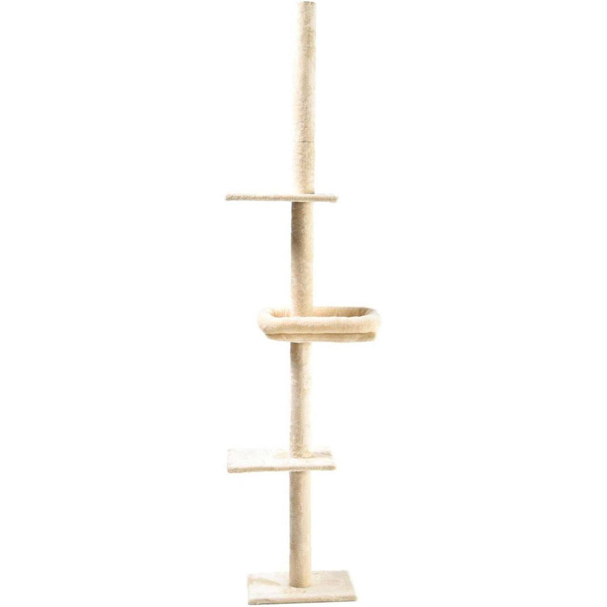 4-Level Carpeted Adjustable Floor to Ceiling Cat Tree with Cat Bed S642