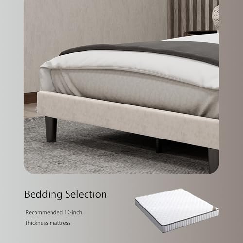Black Linen Full Size Platform Bed Frame Z63033