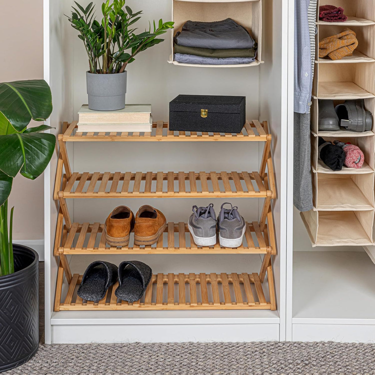 4-Tier Bamboo Folding Shoe Rack X939038